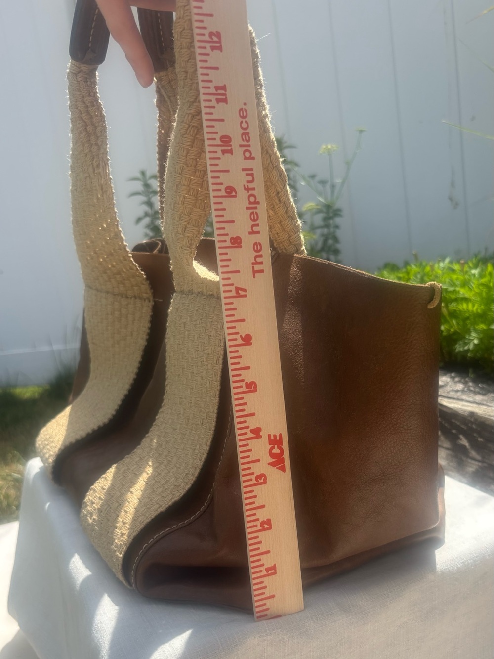 Henry Beguelin Handmade Leather Tote Bag Brown Woven Strap Artisan Italy Boho - Picture 5 of 13